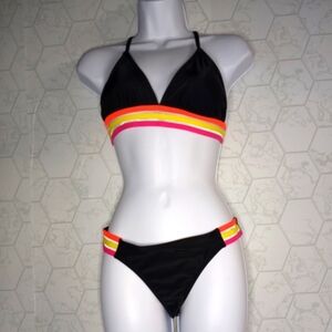 Xhilaration Triangle rainbow elastic bikini set